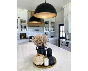 SET OF 2 Black Brass Dome Fixture Ceiling, Modern Ceiling, Kitchen Island Lights, Boho Pendant Lamp , Black Outside & Gold Inside - Letsgosale.com