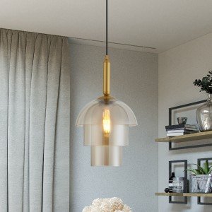 Unique Modern Glass Pendant Light With 3 Glass Shades in Amber Color - Letsgosale.com