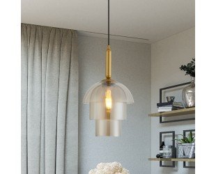 Unique Modern Glass Pendant Light With 3 Glass Shades in Amber Color - Letsgosale.com
