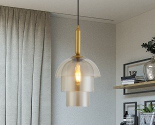 Unique Modern Glass Pendant Light With 3 Glass Shades in Amber Color - Letsgosale.com