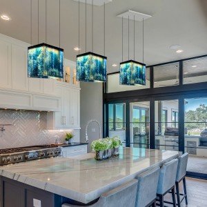 Large Kitchen Island Pendant Light, Stained Glass Hanging Lamp for Kitchen Lighting and Home Decor - Letsgosale.com