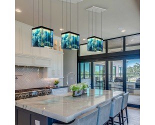 Large Kitchen Island Pendant Light, Stained Glass Hanging Lamp for Kitchen Lighting and Home Decor - Letsgosale.com