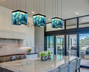 Large Kitchen Island Pendant Light, Stained Glass Hanging Lamp for Kitchen Lighting and Home Decor - Letsgosale.com