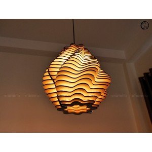 Wood Pendant Light for Dining Room Decor Mid Century Modern Chandelier Lighting for Living Room Ceiling Lamp Shade Unique Housewarming Gift - Letsgosale.com