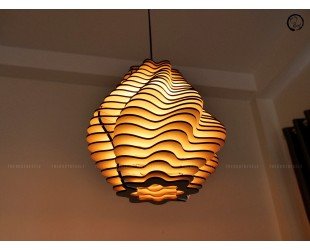Wood Pendant Light for Dining Room Decor Mid Century Modern Chandelier Lighting for Living Room Ceiling Lamp Shade Unique Housewarming Gift - Letsgosale.com