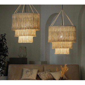 Boho Light, Fringe Chandelier, Macrame Chandelier, Bohemian Lampshade, Tassel Lighting, Fringe Pendant Light, Nursery Lampshade, Boho Decor - Letsgosale.com