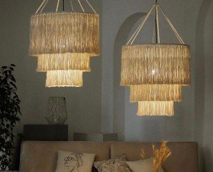 Boho Light, Fringe Chandelier, Macrame Chandelier, Bohemian Lampshade, Tassel Lighting, Fringe Pendant Light, Nursery Lampshade, Boho Decor - Letsgosale.com
