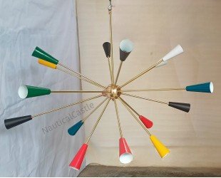 Brass Sputnik Chandelier Light 16 Arm Mid Century Italian Stilnovo Style Light Nordic Lamp Chandelier Ceiling Hanging Pendant Lighting - Letsgosale.com
