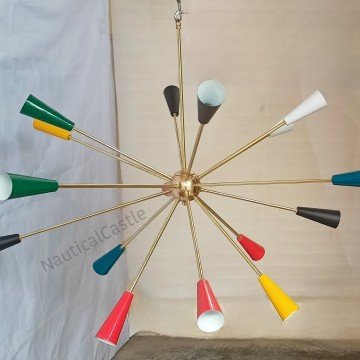 Brass Sputnik Chandelier Light 16 Arm Mid Century Italian Stilnovo Style Light Nordic Lamp Chandelier Ceiling Hanging Pendant Lighting - Letsgosale.com