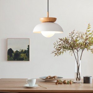 Japanese Log Style Pendant Light,modern Minimalist Dining Room Lighting Chandelier,nordic Metal Wood Hanging Lamp - Letsgosale.com