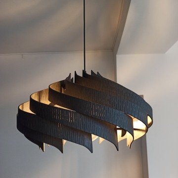 Black Wood Pendant Light Mid Century Modern Handmade Lamp Ceiling Lamp Chandelier Lighting Industrial Lamp Wood Lamp Shade - Letsgosale.com