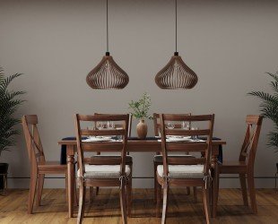 BROWN TROONIC Modern Wood Pendant Lamp Stylish Ceiling Mount Fixture Perfect for Contemporary Decor - Letsgosale.com