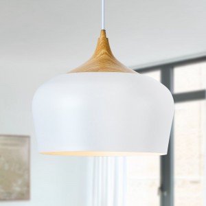 Scandinavian Style Pendant Light With Faux Wood Detail, Perfect for Kitchen, Dining, Bedroom and Entryway Modern Nordic - Letsgosale.com