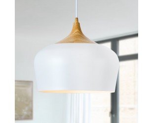 Scandinavian Style Pendant Light With Faux Wood Detail, Perfect for Kitchen, Dining, Bedroom and Entryway Modern Nordic - Letsgosale.com
