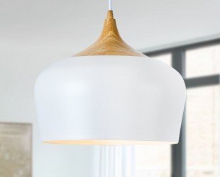 Scandinavian Style Pendant Light With Faux Wood Detail, Perfect for Kitchen, Dining, Bedroom and Entryway Modern Nordic - Letsgosale.com