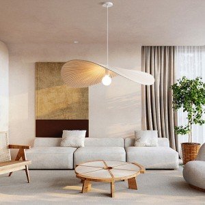 Cream Style Fabric Pendant Lighting,straw Hat Pleated Lampshade,vintage Style Wave Fabric Hanging Lamp,french Minimalist Chandelier - Letsgosale.com