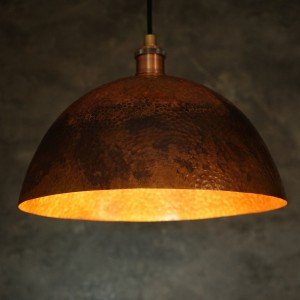 Oxidized Solid Copper Pendant Light, Dome Ceiling Light, Kitchen Island Hanging Light Fixture - Letsgosale.com
