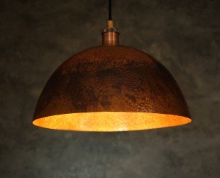 Oxidized Solid Copper Pendant Light, Dome Ceiling Light, Kitchen Island Hanging Light Fixture - Letsgosale.com
