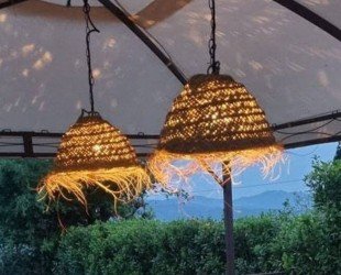 Boho Suspension in Natural Fiber Handmade Light Suspension Doum Ball Suspension in Esparto With Fringes Halfa Fiber Suspension - Letsgosale.com