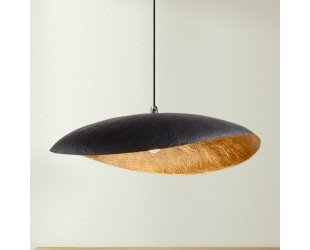 Black and Brass Pendant Light, Hammered Brass Leaf Pendant Light, Brass Ceiling Lamp Shade, Brass Leaf Pendant Light Modern Ceiling Light - Letsgosale.com