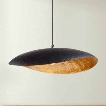 Black and Brass Pendant Light, Hammered Brass Leaf Pendant Light, Brass Ceiling Lamp Shade, Brass Leaf Pendant Light Modern Ceiling Light - Letsgosale.com