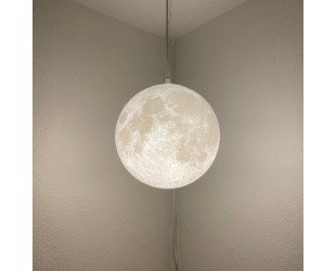 Hanging Moon Lamp With Multiple Colors 10-inch Diameter Plug-in Pendant Light 3D Printed Solar Lamp Real NASA Imaging Large Moon - Letsgosale.com