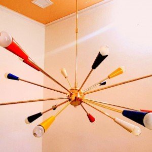 Mid Century Design 16 Multicolored Arms Sputnik Chandelier Handcrafted Brass Ceiling Light - Letsgosale.com