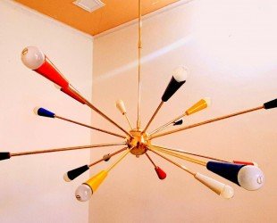Mid Century Design 16 Multicolored Arms Sputnik Chandelier Handcrafted Brass Ceiling Light - Letsgosale.com