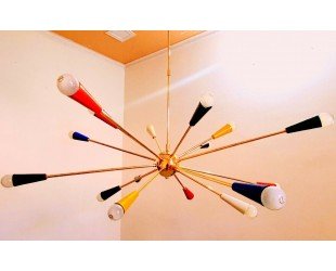 Mid Century Design 16 Multicolored Arms Sputnik Chandelier Handcrafted Brass Ceiling Light - Letsgosale.com