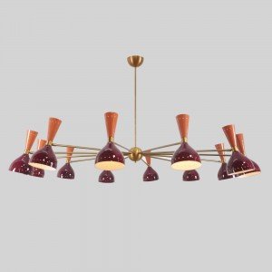 Large Stilnovo Style Twelve Arm 24 Lights Shade Sputnik Chandelier Light Fixture Mid Century Brass Chandelier - Letsgosale.com