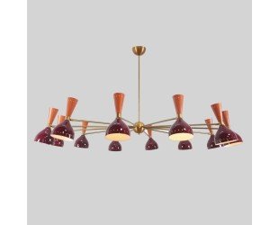 Large Stilnovo Style Twelve Arm 24 Lights Shade Sputnik Chandelier Light Fixture Mid Century Brass Chandelier - Letsgosale.com