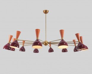 Large Stilnovo Style Twelve Arm 24 Lights Shade Sputnik Chandelier Light Fixture Mid Century Brass Chandelier - Letsgosale.com
