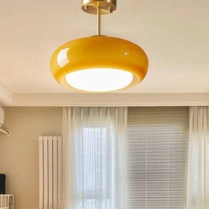 Mustard/ Red Glass Pendant Light/ Kitchen Island, Dining Room Lighting Fixture Flush Mount Ceiling Lights, Hanging Lights for Cafe Hotel Bar - Letsgosale.com