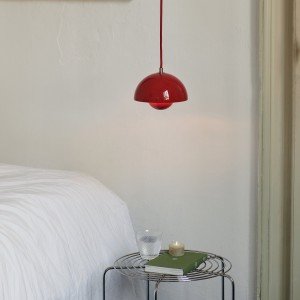 Deep Red Flowerpot Verner Panton Inspired Pendant Light Burgundy Round Suspended Ceiling Light - Letsgosale.com