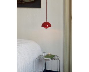 Deep Red Flowerpot Verner Panton Inspired Pendant Light Burgundy Round Suspended Ceiling Light - Letsgosale.com
