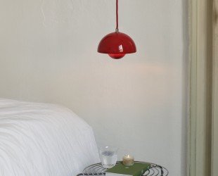Deep Red Flowerpot Verner Panton Inspired Pendant Light Burgundy Round Suspended Ceiling Light - Letsgosale.com