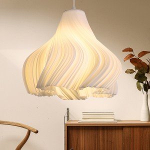 3D Printed Hanging Lamp, Pleated Lamp Shade, Dining Room Lighting, Minimalistic Home Decor - Letsgosale.com