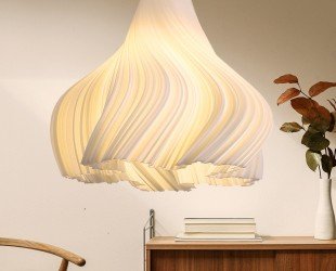 3D Printed Hanging Lamp, Pleated Lamp Shade, Dining Room Lighting, Minimalistic Home Decor - Letsgosale.com