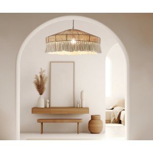 Boho Fringe Chandelier, Cotton Pendant Light, Fringe Light Fixture, Tassel Lamp Shade, Nursery Lighting, Bohemian Ceiling Light,macrame Lamp - Letsgosale.com