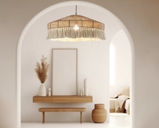 Boho Fringe Chandelier, Cotton Pendant Light, Fringe Light Fixture, Tassel Lamp Shade, Nursery Lighting, Bohemian Ceiling Light,macrame Lamp - Letsgosale.com