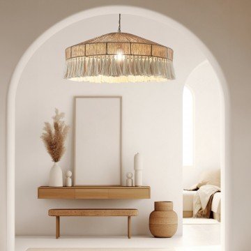 Boho Fringe Chandelier, Cotton Pendant Light, Fringe Light Fixture, Tassel Lamp Shade, Nursery Lighting, Bohemian Ceiling Light,macrame Lamp - Letsgosale.com