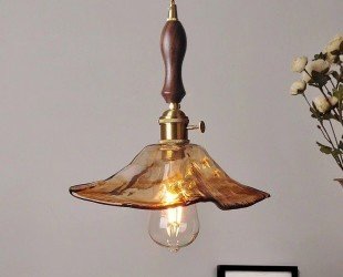 Glass Wave Shape Pendant Light,ceiling Lamp Flower, Home Decoration,modern Minimalist Dining Room Lighting Chandelier - Letsgosale.com