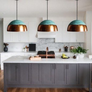SET OF 3 Oxidized Pendant,copper Patina Lamp, Hanging Pendant Light, Kitchen Island Lighting, Ceiling Light Fixture. - Letsgosale.com