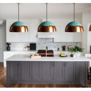 SET OF 3 Oxidized Pendant,copper Patina Lamp, Hanging Pendant Light, Kitchen Island Lighting, Ceiling Light Fixture. - Letsgosale.com