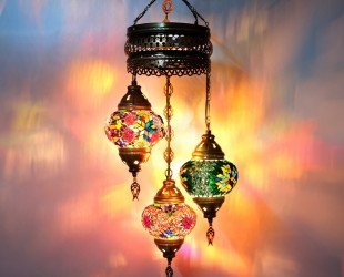 Turkish Chandeliers, Grmoonde 3 Globe Authentic Lamp, Turkish Mosaic Pendant Lamp, Moroccan Hanging Lamp, Turkish Lantern Ceiling Lighting - Letsgosale.com