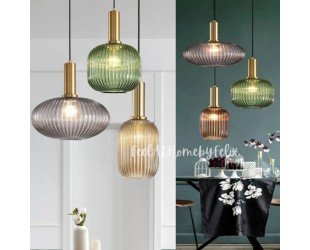 Vintage Nordic Colorful Glass Striped Pendant Light Chandelier for Dining Room Kitchen Island Bedroom Bedside Home Decor - Letsgosale.com
