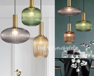 Vintage Nordic Colorful Glass Striped Pendant Light Chandelier for Dining Room Kitchen Island Bedroom Bedside Home Decor - Letsgosale.com