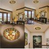 Tiffany Style Flush Mount Ceiling Lights, Semi Flush Ceiling Fixture, 3-lights Colorful Glass Shade, - Letsgosale.com Tiffany Style Flush Mount Ceiling Lights, Semi Flush Ceiling Fixture, 3-lights Colorful Glass Shade, - Letsgosale.com
