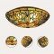 Tiffany Style Flush Mount Ceiling Lights, Semi Flush Ceiling Fixture, 3-lights Colorful Glass Shade, - Letsgosale.com