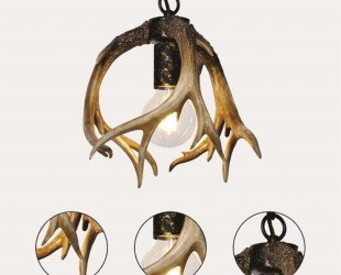 Antler Lighting Fixture, Deer Horn Antler Light, Farmhouse Antler Light, Pendant Light Fixture, Mini Antler Light - Letsgosale.com